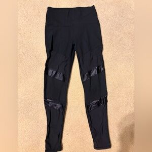 Fabletics Black Leggings with Satin Accents